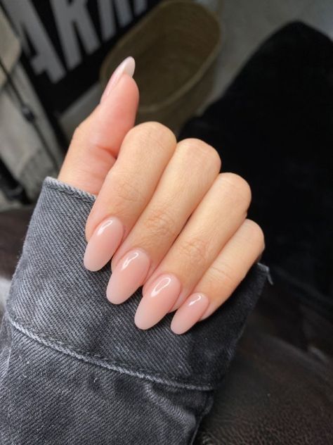 Neutral Rounded Nails, Pink Powder Acrylic Nails Almond, Almond Acrylic Nails Neutral, Round Gel Nails Design, Classy Round Nails, Neutral Nail Designs Almond, Pink Acrylic Powder Nails, Round Acrylic Nails Design, Neutral Almond Nails Classy