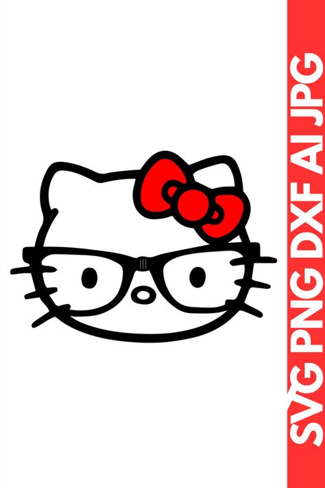 Hello Kitty SVG, Hello Kitty Designs, Hello Kitty Shirts, Cricut Hello Kitty SVG, Vinyl Decals Cricut Hello Kitty Svg, Hello Kitty Cricut Projects Vinyl Decals, Hello Kitty Shirt Design, Hello Kitty Svg Files Free, Hello Kitty Cricut, Hello Kitty With Glasses, Nerd Hello Kitty, Hello Kitty Glasses, Hello Kitty Svg