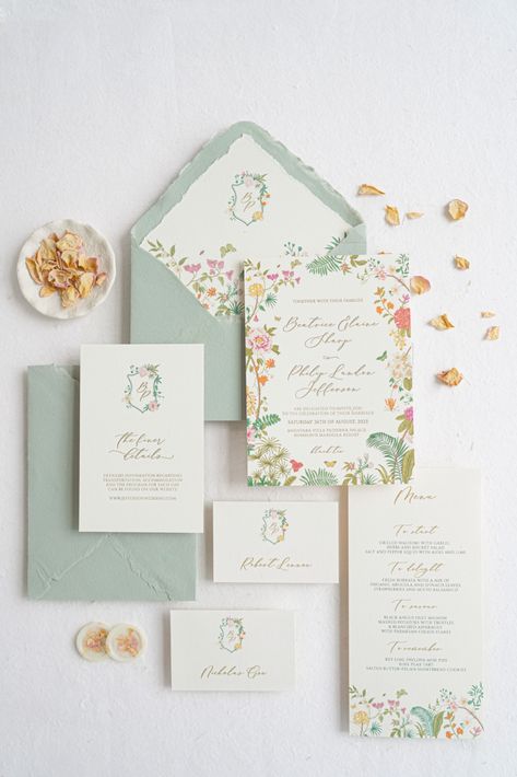 Inspired by chinoiserie patterns and beautiful blooms, our moodboard for this suite had photos of gorgeous blooms English gardens. A romantic invitation, a combination between flat print for the floral design and gold ink letterpress for the text.#weddinginvitation#weddinginvitations#weddinginvites#luxurywedding#letterpressinvitations#letterpressprinting#dailydoseofpaper#paperlove#2023wedding#placecards#weddinginspo#weddinginspiration#weddingpaper #fineartbride#fineartwedding #handmadepaper Chinoiserie Patterns, Orange Wedding Invitations, Wedding Sign Decor, English Garden Wedding, Floral Wedding Invitation Suite, Garden Wedding Invitations, Wedding Invitations Romantic, English Gardens, Classic Wedding Invitations