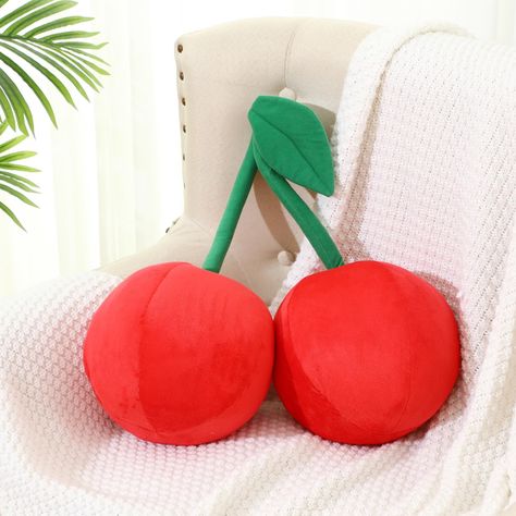 PRICES MAY VARY. Adorable Design: the fruit pillows are designed in the shape of an adorable cherry, complete with branches, look special and eye catching, ideal for adults with a playful imagination; It's a delightful addition to the bedroom, living room, home, office, nursery, sofa, car, dormitory and other places, adding a touch of fruit themed fun to their space Comfortable to Hug: crafted from plush and down cotton material, the cute fruit pillow is washable and can withstand varying degree Fruit Theme Bedroom, Cherry Room Decor Aesthetic, Fun Shaped Pillows, Cherry Themed Nursery, Fruit Themed Room, Cherry Home Decor, Cherry Themed Room, Y2k Pillows, Strawberry Room Decor