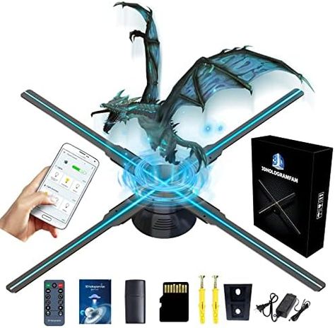 Amazon.com: 3D Hologram Fan, 16.5in WiFi 3D Hologram Projector Advertising Display With 224 LED Light Beads Holographic Video Projector for Business Store Signs, Bar, Casino, Party, Christmas : Electronics 3d Hologram Video, 3d Hologram Fan, Hologram Video, Business Exhibition, Holographic Displays, 3d Hologram, Holography, Advertising Display, 3d Video