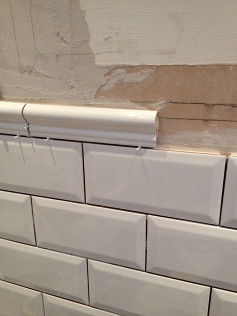 #ProjectBathroom Day 7 - Borders coming along nicely. Dado border tiles from Spain 1920 Bathroom, Bathroom Border Tiles, Tile Baseboard, Vintage Bathroom Tile, Bath Redo, New Bathroom Ideas, Border Tiles, Cottage Bathroom, Tile Countertops