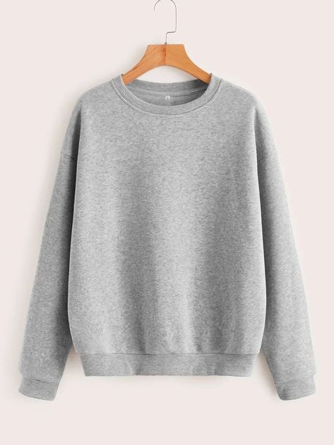 Dropped Shoulder Sweatshirt, Sports Sweatshirts, Round Neck Sweatshirts, Knit Sweatshirt, Clothing Size Chart, Womens Clothing Sizes, Casual Sweatshirt, Grey Sweatshirt, Long Sleeve Sweatshirts