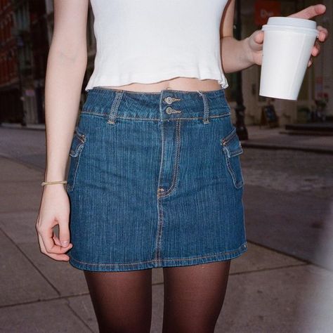 Brandy Melville on Instagram: "#brandyusa" Denim Skirt Brandy Melville, Brandy Skirt, Brandy Melville Skirt, Canva Font, 2024 Style, Fall 24, Miniskirt Outfits, Fall Inspo, January 19