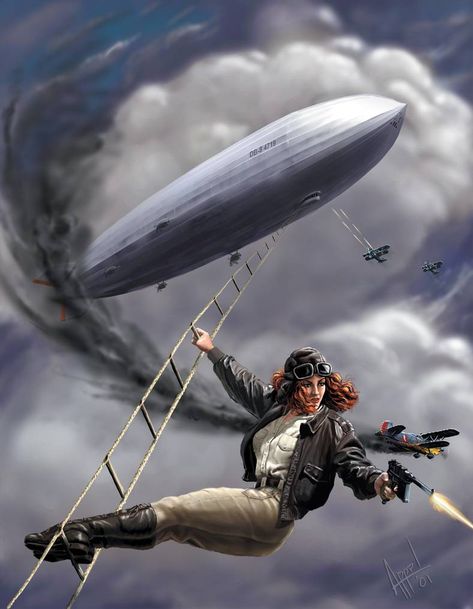 Dieselpunk Art, Mode Poses, Pulp Adventure, Steampunk Artwork, Steampunk Airship, Arte Steampunk, Pulp Art, Nose Art, Steampunk Art