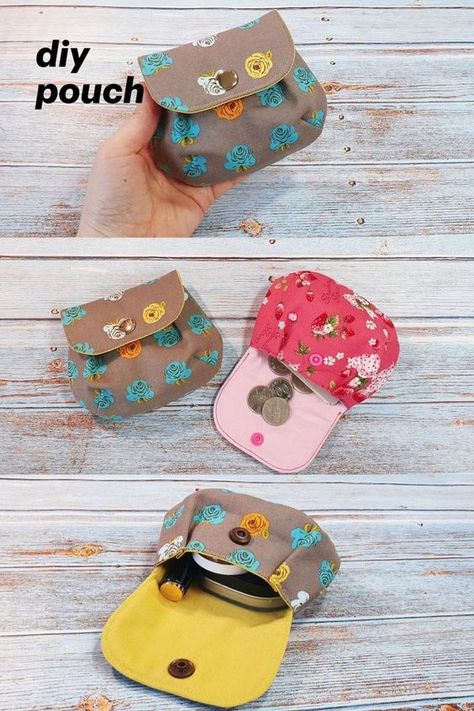 Pouch Without Zipper, Diy Coin Purse, Coin Purse Pattern, Cute Pouch, Purse Sewing Patterns, Pouch Diy, Sewing To Sell, Diy Bags Patterns, Diy Bags Purses