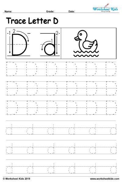 Lowercase Alphabet Tracing Worksheets - Free Printable PDF D Worksheet, Capital Letters Worksheet, D Alphabet, Letter D Worksheet, Kindergarten Addition, Alphabet Writing Worksheets, Tracing Alphabet, Tracing Worksheets Free, Letters Printable