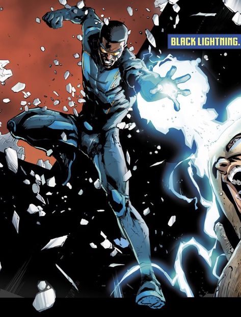 Black Lightning Static Shock, Jefferson Pierce, Lightning Art, Lightning Powers, Dc Comics Heroes, Black Comics, New Avengers, Marvel Comics Wallpaper, Black Lightning