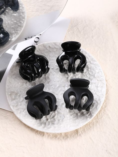 Black  Collar  Plastic  Small Hair Claw Embellished   Women Accessories Black Claw Clip, Small Claw Clip, Small Hair Claw, Black Claws, Minimalist Hair, Claw Clip, Hair Claw, Hair Clip, Hair Clips