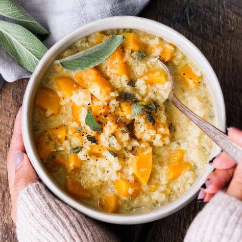 Paleo Instant Pot Butternut Squash Risotto (Whole30, Vegan, AIP) Paleo Risotto, Fall Risotto, Parmesan Broth, Filet Mignon Chorizo, Instant Pot Butternut Squash, Sage Risotto, Cauliflower Risotto, Squash Risotto, Butternut Squash Risotto