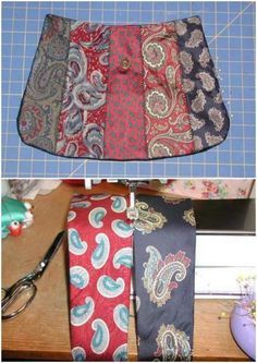 Stylish Necktie School Bag Neck Tie Projects, Neck Tie Crafts, Necktie Purse, Diy Necktie Projects, Diy Necktie, Mens Ties Crafts, Necktie Projects, Tie Projects, Tie Quilts