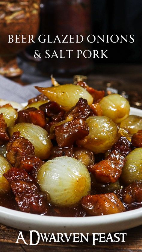 Lord Of The Rings Recipes, Glazed Onions, Hobbit Food, Viking Food, Medieval Recipes, The Dwarves, Salt Pork, Pearl Onions, Food Themes