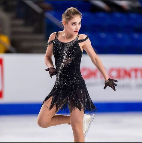 Alena Kostornaia, Aliona Kostornaia, Figure Skating Competition Dresses, Figure Skating Outfits, Russian Figure Skater, Figure Skating Costumes, All Black Dresses, Ice Skating Dresses, Skating Costumes