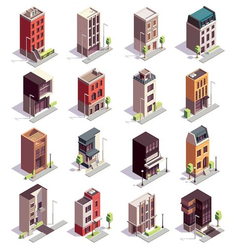 Isometric Design Architecture, Isometric Town, Pixel Building, Building Isometric, Isometric Building, Case Minecraft, Town Design, Digital Art Software, Town Houses