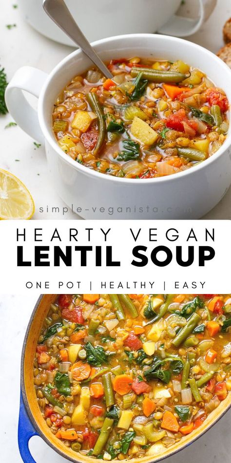 Fall Vegetable Soups, Healthy Clean Vegan Recipes, Vegan Soup Gluten Free, Lentils And Veggies, Lentil Veggie Soup Recipe, Vegetable Soup With Protein, Low Sodium Lentil Soup, Clean Vegetable Recipes, Lentil Soup With Canned Lentils