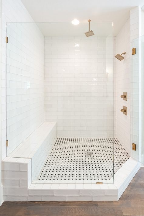 Textured Subway Tile, White Subway Tile Bathroom, Subway Tile Showers, Subway Tiles Bathroom, White Subway Tiles, Bad Inspiration, Tiled Shower, Modern Farmhouse Bathroom, White Subway Tile