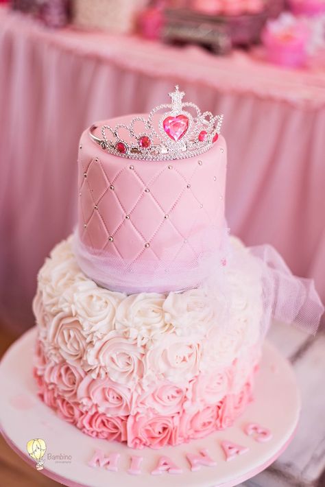 Pink Princess Cake from a Pink Princess Birthday Party on Kara's Party Ideas | KarasPartyIdeas.com (7) Pink Birthday Cake Ideas, Pink Princess Cake, Pink Princess Cakes, Pink Princess Birthday Party, Princess Party Cake, Princess Theme Cake, Pink Princess Birthday, Disney Princess Birthday Cakes, Pink Princess Party