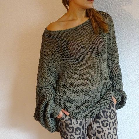 Khaki Sweater, Boho Knit, Everyday Clothing, Pull Oversize, Oversized Sweaters, Slouchy Sweater, Loose Knit Sweaters, Oversized Knitted Sweaters, Sweater Jumper