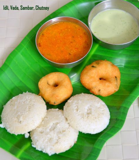 Palateo: Idli, Vada, Sambar and Chutney  Recipe link for Id... Idli Vada Photography, Idli Vada Sambar, Idli Vada Images, Idli Sambar Photography, Idli Vada, Tiffin Service, South Indian Breakfast Recipes, Indian Food Photography, Variety Food