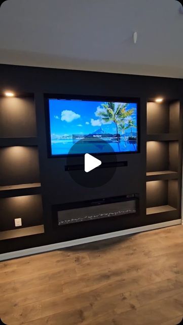 Modern Accent Wall on Instagram: "This Media Center wall deserves an ENCORE 👏🏼✨! #ModernAccentWalls #LuxuryCustomWalls #TricornBlack #LivingRoomGoals #familyRoom #MediaCenter" Accent Wall Behind Tv, Media Wall Ideas, Modern Accent Wall, Wall Behind Tv, Living Room Goals, Media Wall, Modern Accents, Wall Ideas, Media Center