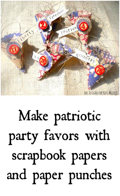 Make patriotic party favors and decorations for the 4th of July Patriotic Party Decorations, Patriotic Party Favors, Patriotic Decorations Party, Easy Party Favor, Random Tips, Paper Punches, 4th July Crafts, Amazing Crafts, July Ideas