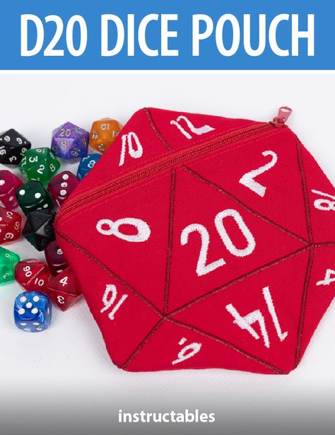 Nerdy Sewing Projects, Dnd Sewing Projects, Dice Bag Pattern Sewing, Dnd Embroidery, Dice Pattern, Dice Pouch, Dnd Accessories, Rice Pack, Dice Bags