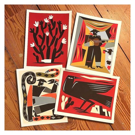 Jon Flaming on Instagram: “Small test proofs for a client who has ordered large signed & numbered limited edition prints. . . #artwork #instaart #art #visualart…” Vintage Flame Illustration, Jon Talbain Art, Jon Flaming Art, Jon Flaming, Desert Linocut, Atomic Habits, Sun Art, Insta Art, Limited Edition Prints