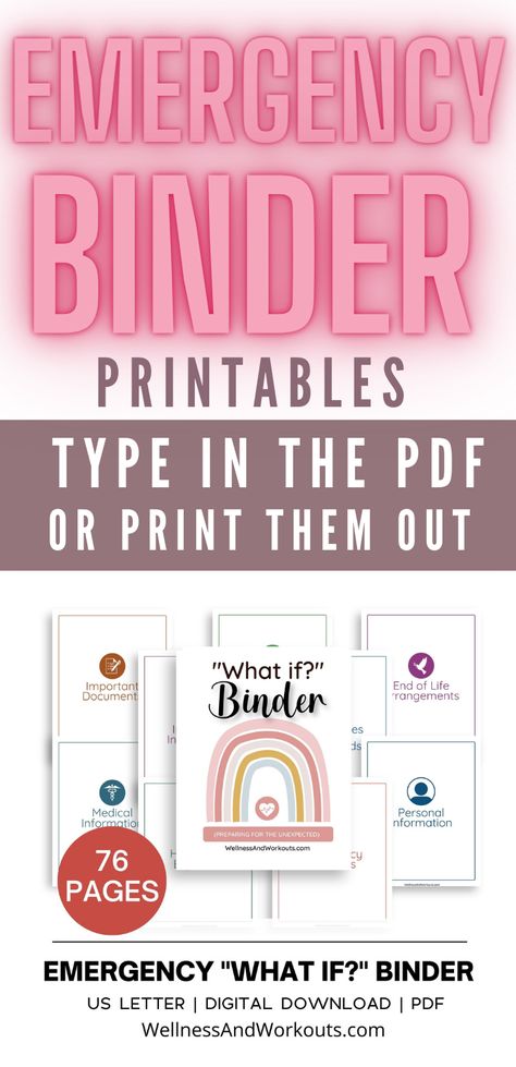 Emergency binder printables with a Boho Rainbow cover and color palette. My Life Binder Ideas, Emergency Printables Free, Legacy Binder Free Printable, Home Emergency Binder Free Printables, Home Emergency Binder, What If Binder Printables Free, Pcs Binder Printable Free, Family Emergency Binder Printables Free Templates, Everything Binder