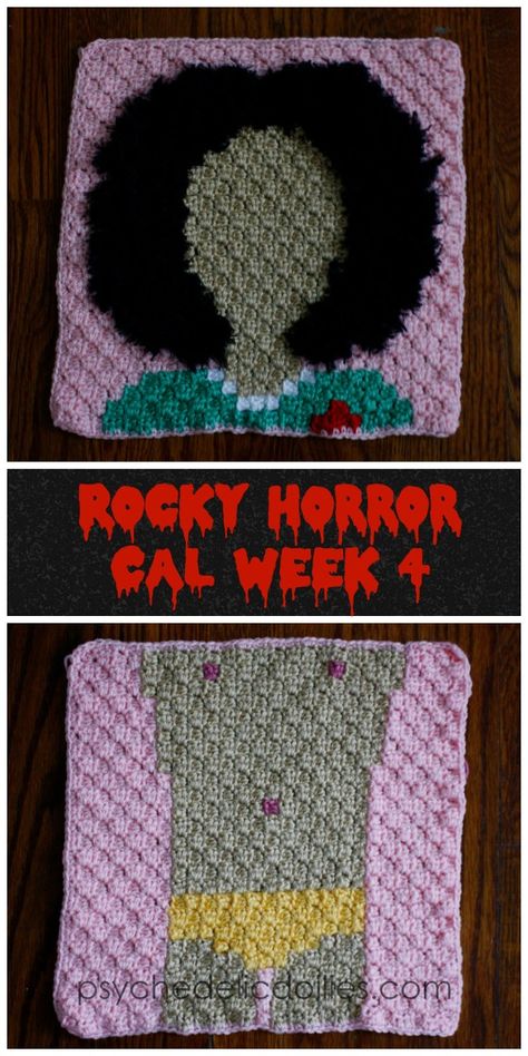 This Dr Frank n Furter c2c pattern is part of week 4 of the Rocky Horror Picture Show crochet along. Rocky Horror Picture Show Crochet, Frank N Furter, Power Couples, Rocky Horror Show, Brenda Song, The Rocky Horror Picture Show, Yarn Bee, Horror Picture Show, Rocky Horror Picture Show