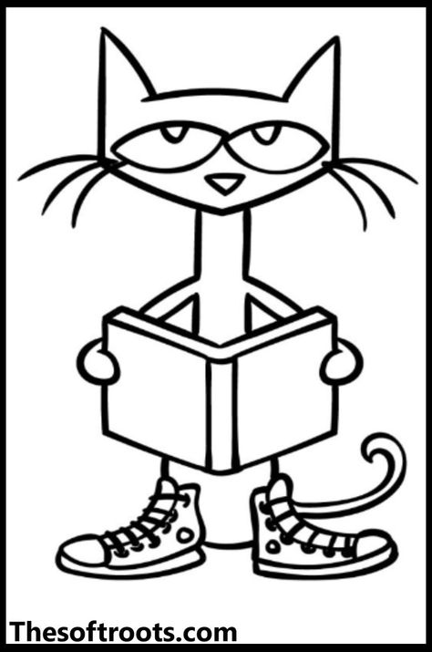 If you have a favorite book, you can draw the cover of that book on the blank cover of his book to make it look like he is enjoying your favorite book! Book Themed Activities, Cat Coloring Pages, Lama Lama, Cat Printable, Cat Coloring, Cat Coloring Book, Rainbow Canvas, Summer Coloring Pages, Cat Reading