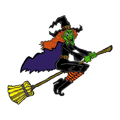 Witch riding a broom cartoon vector Riding Broom Pose, Witch Riding Broom, Witch On A Broom, Witch On Broom, Cartoon Witch, Fantasy Witch, A Broom, Cartoons Png, Witch Broom