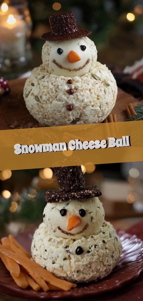 Create a melt-in-your-mouth moment with our festive Snowman Cheese Ball! ���🎉🧀 This adorable snack is the ultimate crowd-pleaser, combining creamy Cheddar, tangy Parmesan, and a touch of garlic for an irresistible taste. 

#SnowmanCheeseBall #HolidayYum #FestiveDelights #CheeseLove #PartyPerfect Snowman Dip, Snowman Cheese Ball, Snowman Cheeseball, Melted Snowman, Christmas Foods, Cheese Dip, Dip Recipe, Cheese Ball, Appetizer Dips