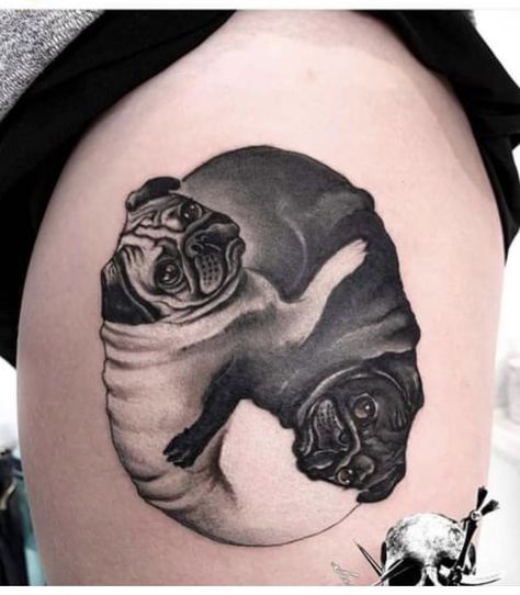 Pug Skull, Pug Tattoo, Upper Back Tattoos, Tattoos For Dog Lovers, French Bulldog Art, Pug Art, Tattoos For Lovers, Black Pug, Realism Tattoo