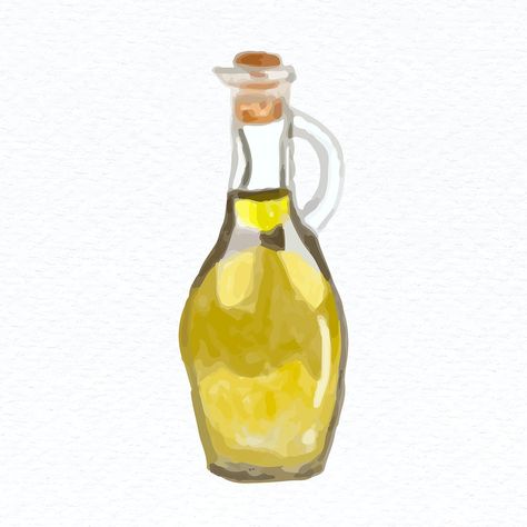 Watercolor olive oil psd hand drawn | premium image by rawpixel.com Olive Oil Illustration, Olive Oil Drawing, Olive Oil Aesthetic, Ancient Roman Food, Oil Illustration, Bread Oil, Roman Food, Altar Ideas, Homemade Cookbook