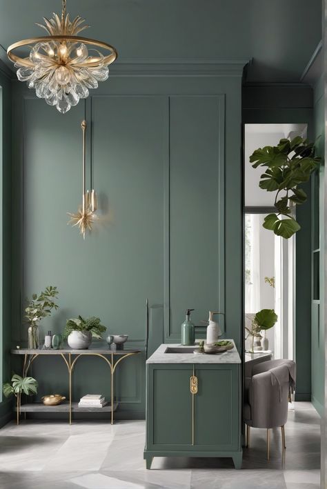 gray-green magic, elevate your space, stunning hues, interior design Trendy Green Paint Colors, Jade Paint Color Accent Walls, Green Grey Color Palette, Sherwin Williams Jade Dragon Cabinets, 2024 Green Paint, Grey Green Color Palette, Popular Green Paint 2024, Green Magic Homes, Light Oak Floors