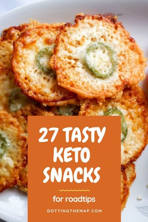 27 Healthy Keto Snacks for Roadtrips   Looking to be on the road while maintaining a healthy diet? These Keto snacks will keep you satisfied while you put on the miles, not the pounds.   dottingthemap.com  #ketosnacks #keto #healthy #healthyfood #buyketo #roadtripketo Zero Carb Snacks, Healthy Keto Snacks, Healthy Road Trip Snacks, Healthy Travel Snacks, Keto Healthy, Road Trip Food, Delicious Clean Eating, Road Trip Snacks, Travel Snacks