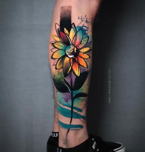 Sunflower Tattoo Ideas, Chrysanthemum Tattoo, Beautiful Flower Tattoos, Tatuaje A Color, Sunflower Tattoos, Beautiful Tattoo, Floral Tattoo Design, Large Tattoos, Sunflower Tattoo Design