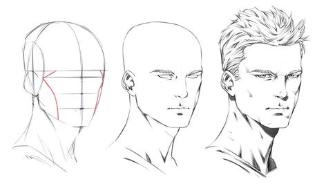 How to Draw The 3/4 View Of The Male Head Male Head Drawing, Male Face Drawing, Drawing The Human Head, Drawing Model, Head Drawing, Drawing Pictures, Drawing Cartoon Faces, Mouth Drawing, Drawing Heads