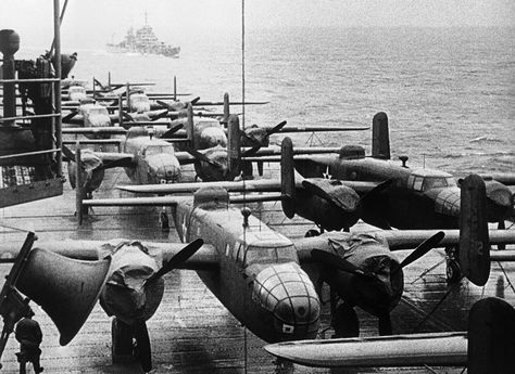 World War II: Daring Raids and Brutal Reprisals - In Focus - The Atlantic Doolittle Raiders, Doolittle Raid, Uss Hornet, Navy Aircraft Carrier, Navy Aircraft, Wwii Aircraft, Aviation History, Flight Deck, Pearl Harbor