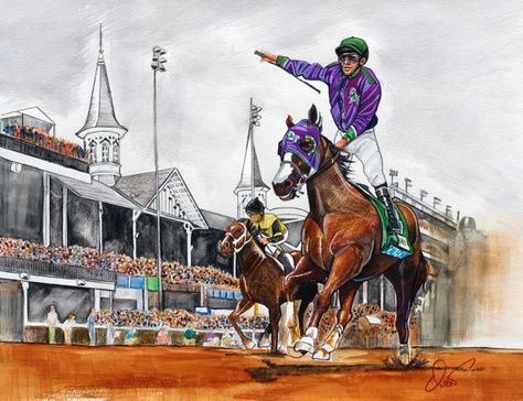 water color painting of miniatur horses | sized painting by Laurie Lynn Lawton, a collectible piece of miniature ... Zenyatta Horse, Kentucky Derby Horses, California Chrome, Derby Winners, Derby Horse, Thoroughbred Horse Racing, Racing Art, Thoroughbred Horse, Horse Pictures