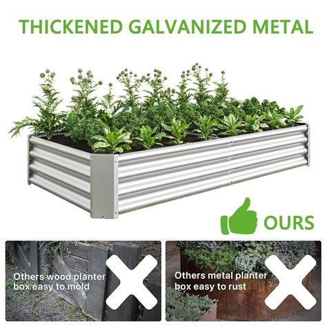 Outdoor Raised Garden Beds, Metal Garden Beds, Raised Garden Bed Kits, Outdoor Planter Boxes, Raised Planter Boxes, Plants Vegetables, Raised Patio, Rectangle Planters, Vegetable Planters