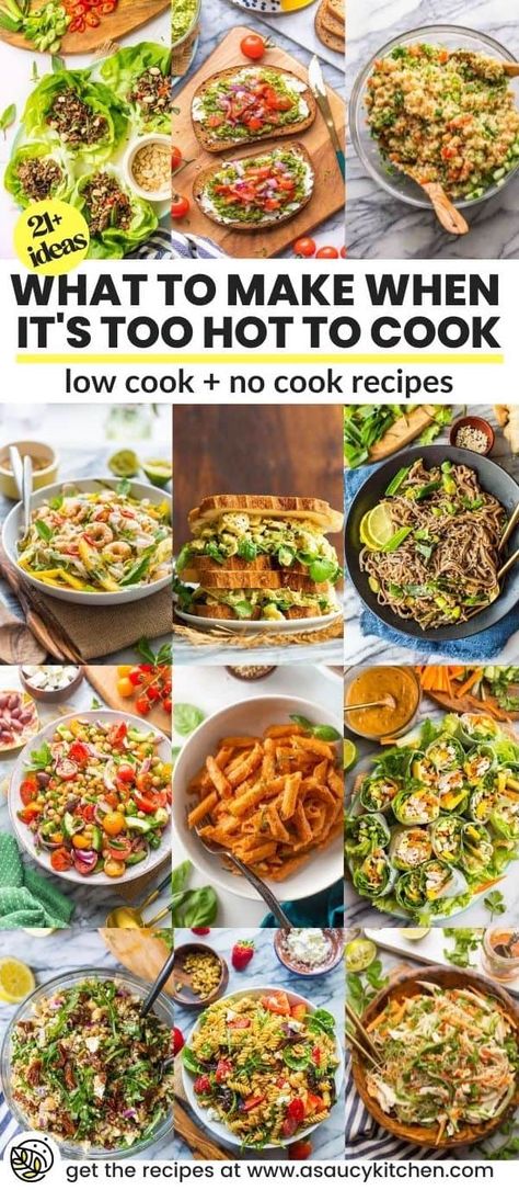 Meals Gluten Free, Too Hot To Cook, Cook Meals, No Cook, It's Too Hot, No Cooking, Gluten Free Breakfasts, Oven Recipes, Free Summer