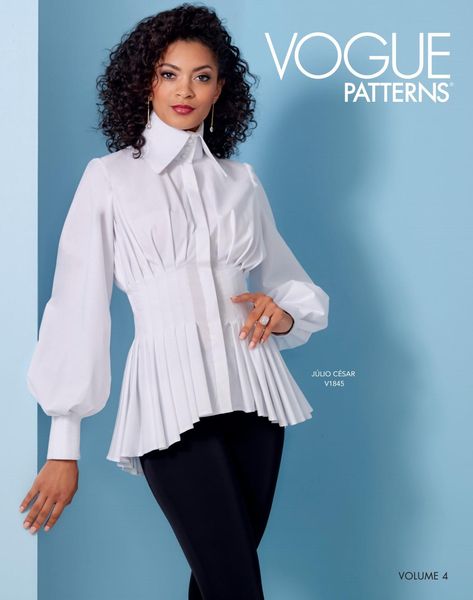 Shirt Patterns For Women, Sew Ideas, Metal Dress, Peplum Shirt, Sewing Pattern Shop, Shirt Sewing Pattern, Peplum Shirts, Vogue Sewing, Vogue Sewing Patterns