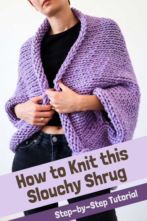 If you're in search of a chic and snuggly addition to your wardrobe, look no further than the slouchy shrug. We're thrilled to introduce you to a trendy and ultra-cozy slouchy shrug in this post. With this step-by-step video tutorial, you'll easily master the art of crocheting this delightful garment, ensuring your creation is nothing short of amazing. The pattern comes to life from the bottom up, transforming into a beautifully thick and slouchy shrug that's as warm as it is stylish... Shrug Knitting Pattern, Bolero Sweater, Learn To Knit, Shrug Pattern, Knit Shrug, Stylish Scarves, Wrap Pattern, How To Knit, Free Knitting Pattern