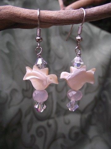 Mother of Pearl Dove earrings by HeavensTouch on Etsy, $18.50 Dove Earrings, Ear Hangers, The Dove, Hangers, Swarovski Crystal, Mother Of Pearl, Rose Quartz, Jewelry Earrings Dangle, Swarovski Crystals