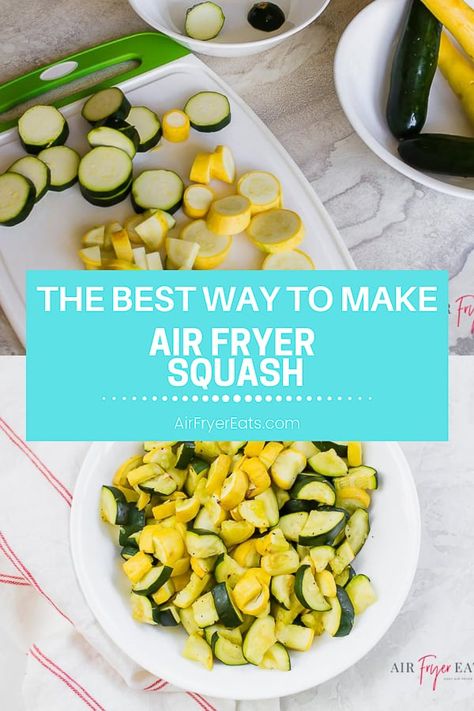 Air Fryer Squash and Zucchini is a quick and easy side dish that will bring a pop of color to your dinner table. In less than 20 minutes, you'll have a tender and delicious side dish perfect for any meal! #airfryersquash #airfryerzucchini #airfryervegetables #airfryersidedish via @vegetarianmamma Air Fryer Squash And Zucchini, Air Fryer Zucchini And Squash, Air Fryer Squash, Fall Side Dish Recipes, Fall Vegetables Recipes, Zucchini And Yellow Squash, Homemade Italian Seasoning, Zucchini And Squash, Air Fryer Zucchini