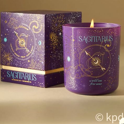 Illuminate Your Inner Sense Of Adventure With Anthropologie's Zodak Collection Boxed Set, Specially Crafted For The Daring And Free-Spirited Sagittarius. Housed In A Stunning Violet Container Adorned With Celestial Gold Details, This Candle Embodies The Boundless Curiosity And Positive Energy Of Your Zodiac Sign. When You Light The Wick, Allow The Captivating Scent To Transport You To Faraway Lands, Embracing The Wanderlust And Independence That Define You. The Intricate Design, Featuring The Ic Sagittarius Candle, Mulled Wine Spices, Anthropologie Candle, Zodiac Candles, Sandalwood Fragrance, Candle Wick, Illustrated Gift, Elegant Candles, Zodiac Collection