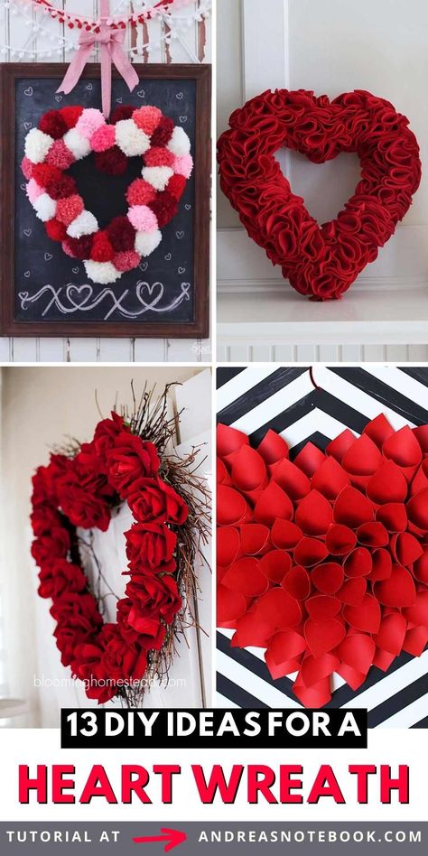 Unlock your inner crafter with our top 10 unique DIY Heart Wreath ideas! Perfect for Valentine's Day, weddings, anniversaries, and more, these easy and fun homemade wreath designs will add a touch of love to your decor. Discover how to use materials like felt, burlap, yarn, and more to create heartwarming decorations. Don't miss out on this crafty inspiration! #DIYHeartWreath #ValentinesDayDecor #CraftIdeas #HomemadeWreaths #Love #DIYDecor #WreathTutorial Heart Wreath Ideas, February Decorations, Diy Heart Wreath, Heart Wreath Tutorial, Wire Heart Wreath, Heart Wreath Form, Heart Wreath Diy, Homemade Wreath, Homemade Wreaths