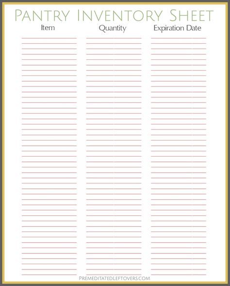 Free Printable Pantry Inventory Sheet                                                                                                                                                                                 More Pantry Inventory Sheet, Pantry Inventory Printable, Inventory Spreadsheet, Freezer Prep, Inventory Sheet, Freezer Inventory, Inventory Printable, Spreadsheet Design, Pantry Challenge