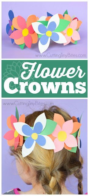 Flower Crowns- great easy spring craft for preschool, kindergarten, or elementary kids. Work on fine motor skills while making pretty flower crowns with just a few simple materials! Spring Hat Crafts For Preschoolers, Spring Hats For Kids Preschool, Spring Hat Ideas For Kids, Craft For Preschool, Spring Hat, Kids Work, Spring Craft, Spring Crafts For Kids, Crafty Kids